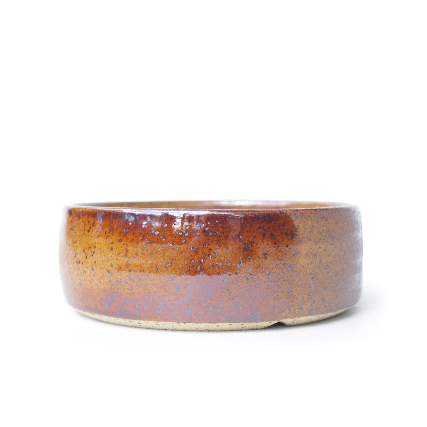 4.5" Honey Brown Speckled Stoneware Bonsai Pot