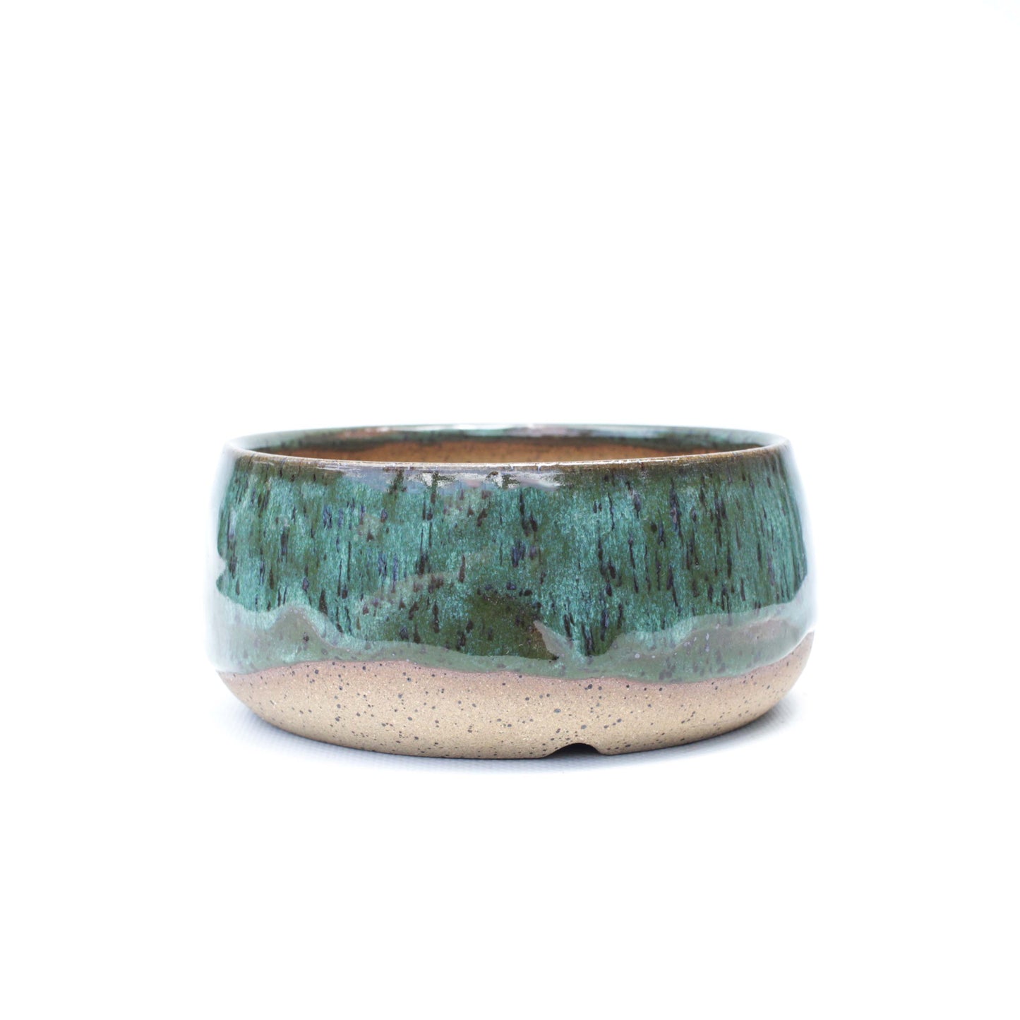 5" Green Speckled Stoneware Planter Pot