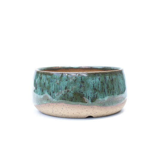 5" Green Speckled Stoneware Planter Pot
