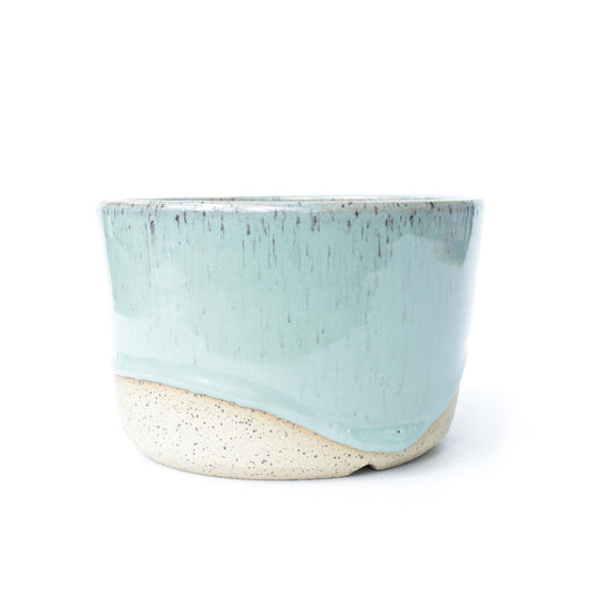 Mint Blue Speckled Stoneware Planter Pot 5.75"