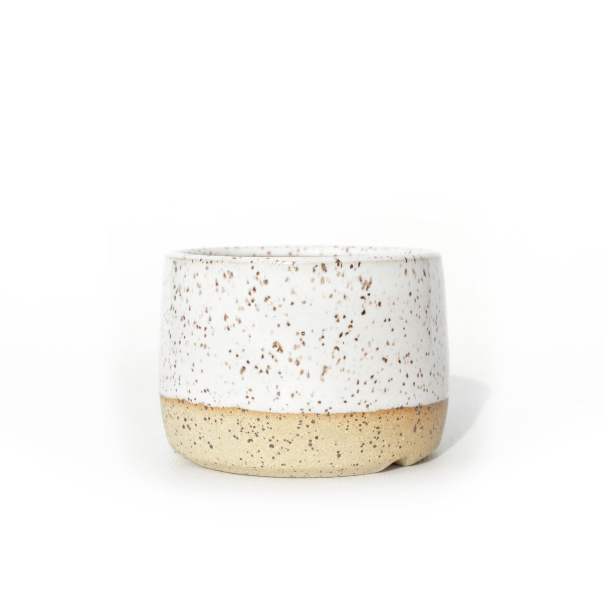 3" White Speckled Stoneware Planter Pot
