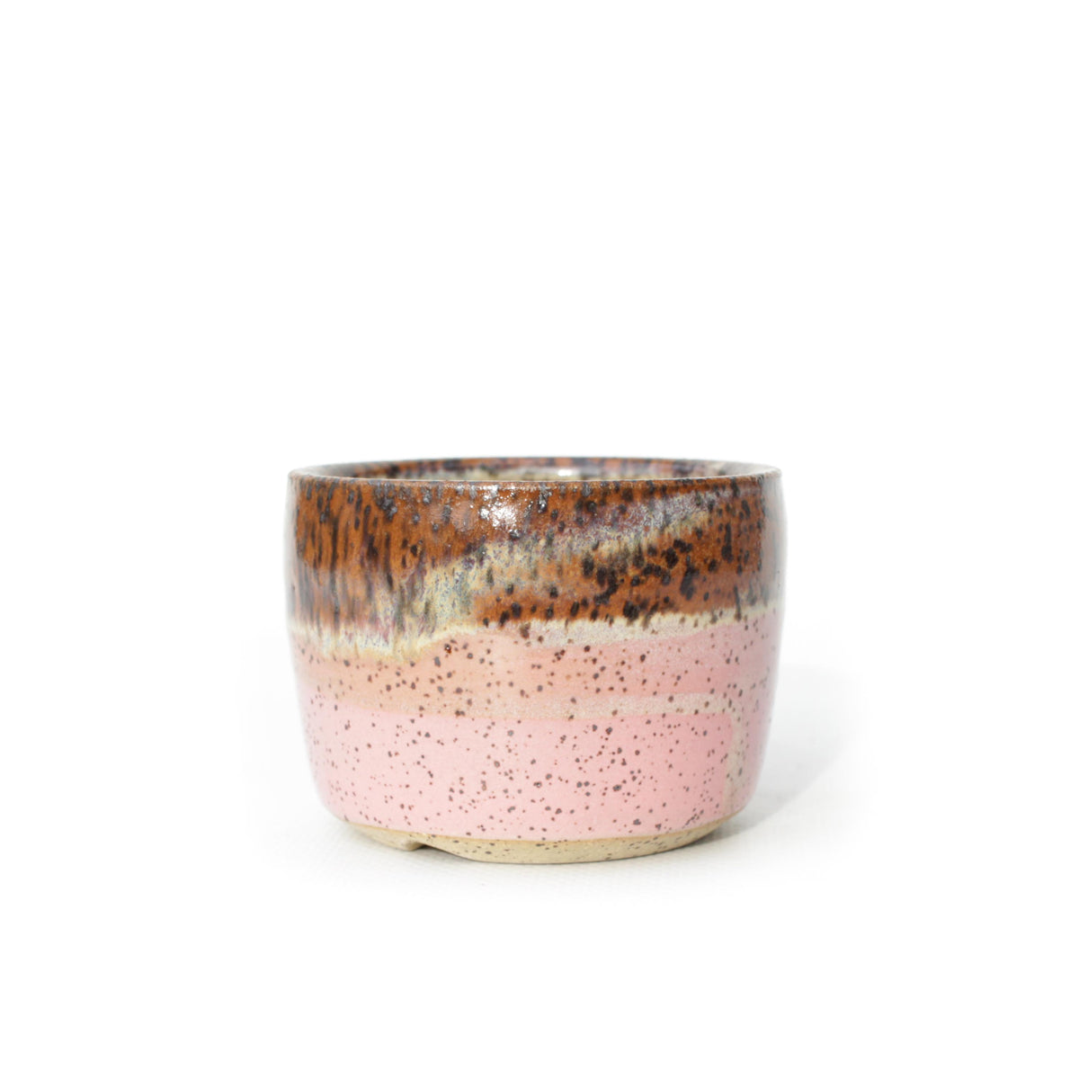 3" Brown & Pink Speckled Stoneware Planter Pot
