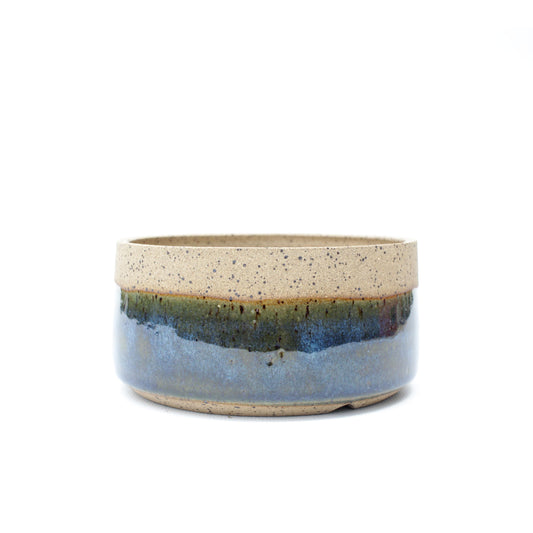 5" Blue Green Speckled Stoneware Planter Pot