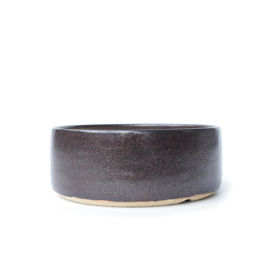 4.5" Dark Brown Speckled Stoneware Bonsai Pot