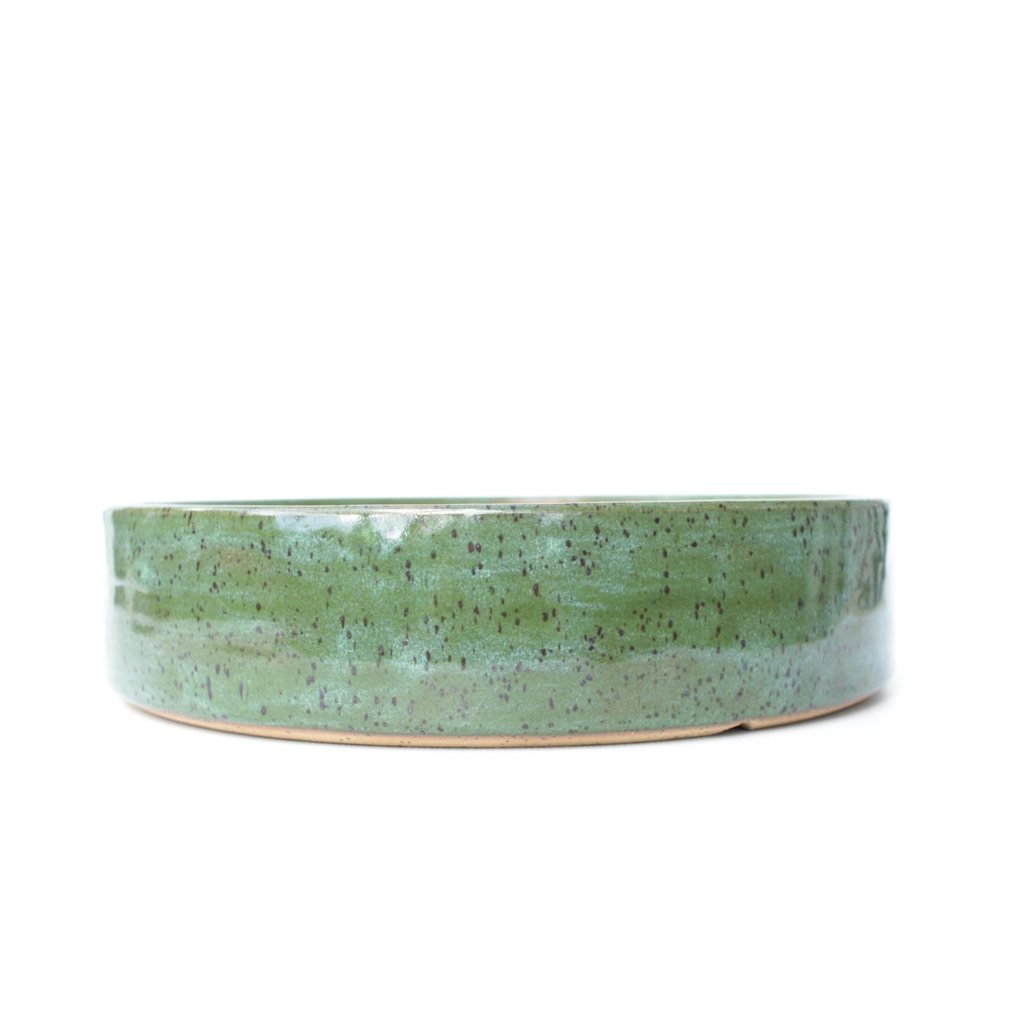8.5" Green Speckled Stoneware Bonsai Pot