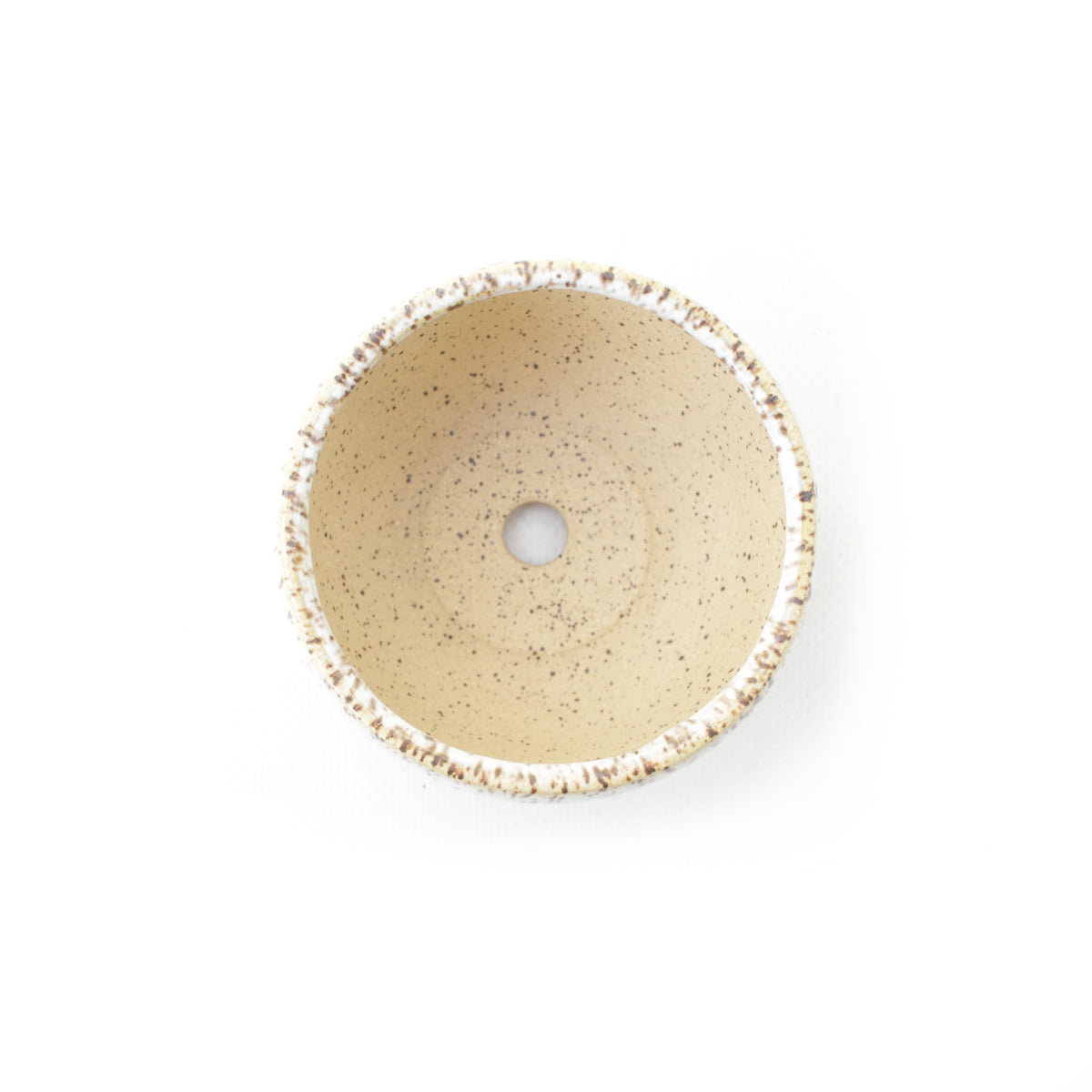 3" White Speckled Stoneware Planter Pot