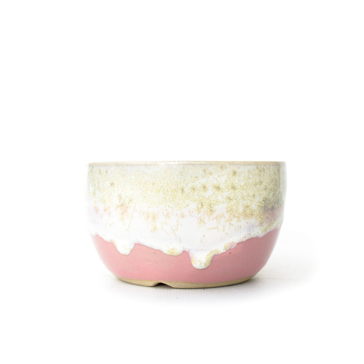 4" Pink & Golden Crystal Stoneware Planter Pot