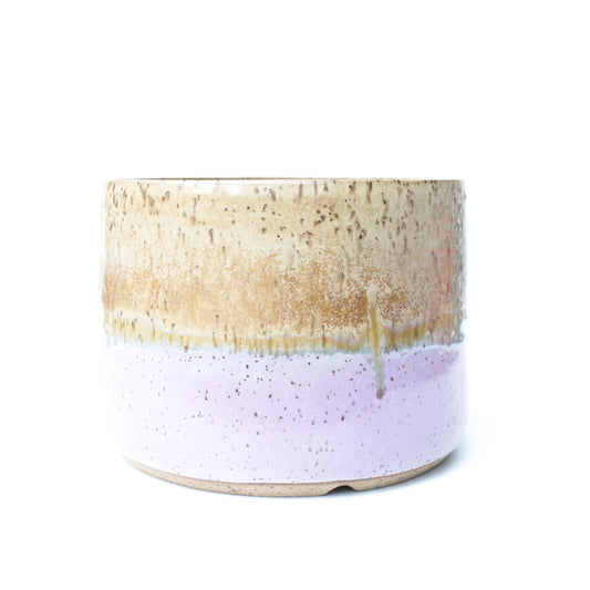 6" Lilac and Golden Wheat Speckled Stoneware Planter Pot