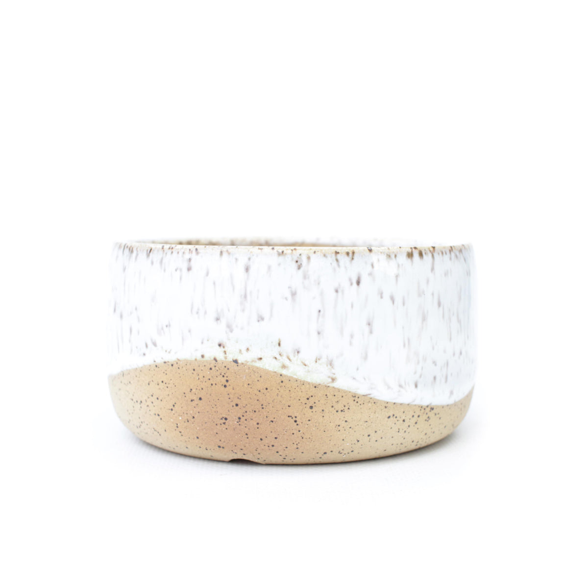 4.5" White Speckled Stoneware Planter Pot