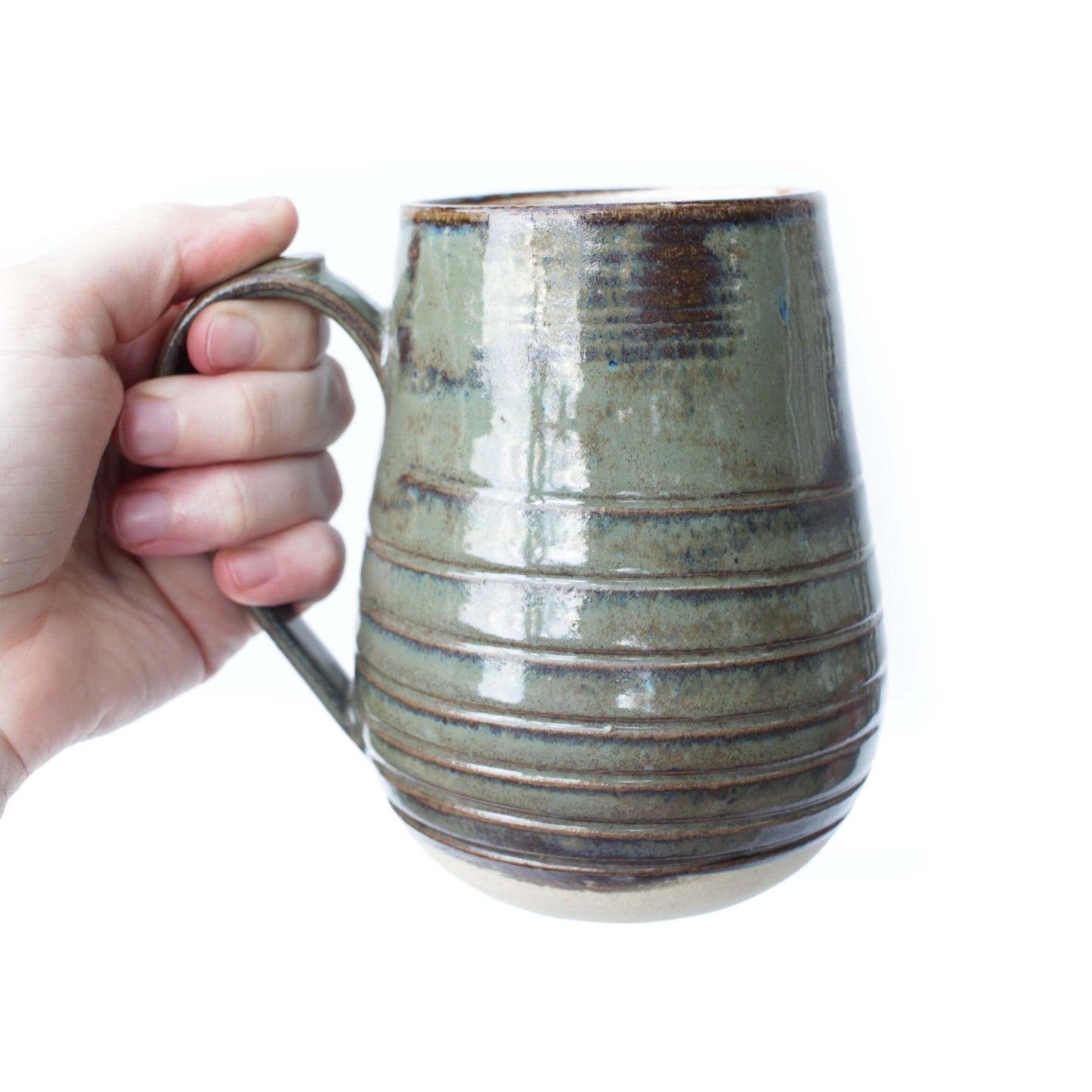 Brown and Sage Green Stoneware Mug