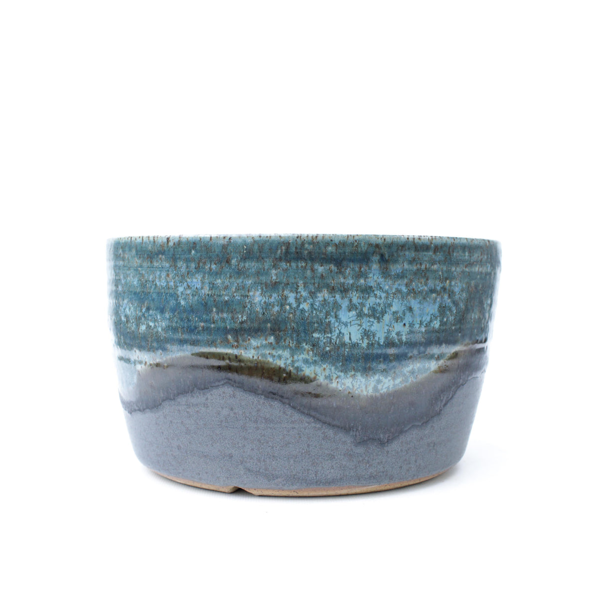 9" Blue & Grey Speckled Stoneware Planter Pot