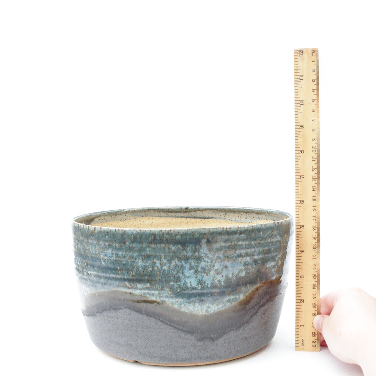 9" Blue & Grey Speckled Stoneware Planter Pot