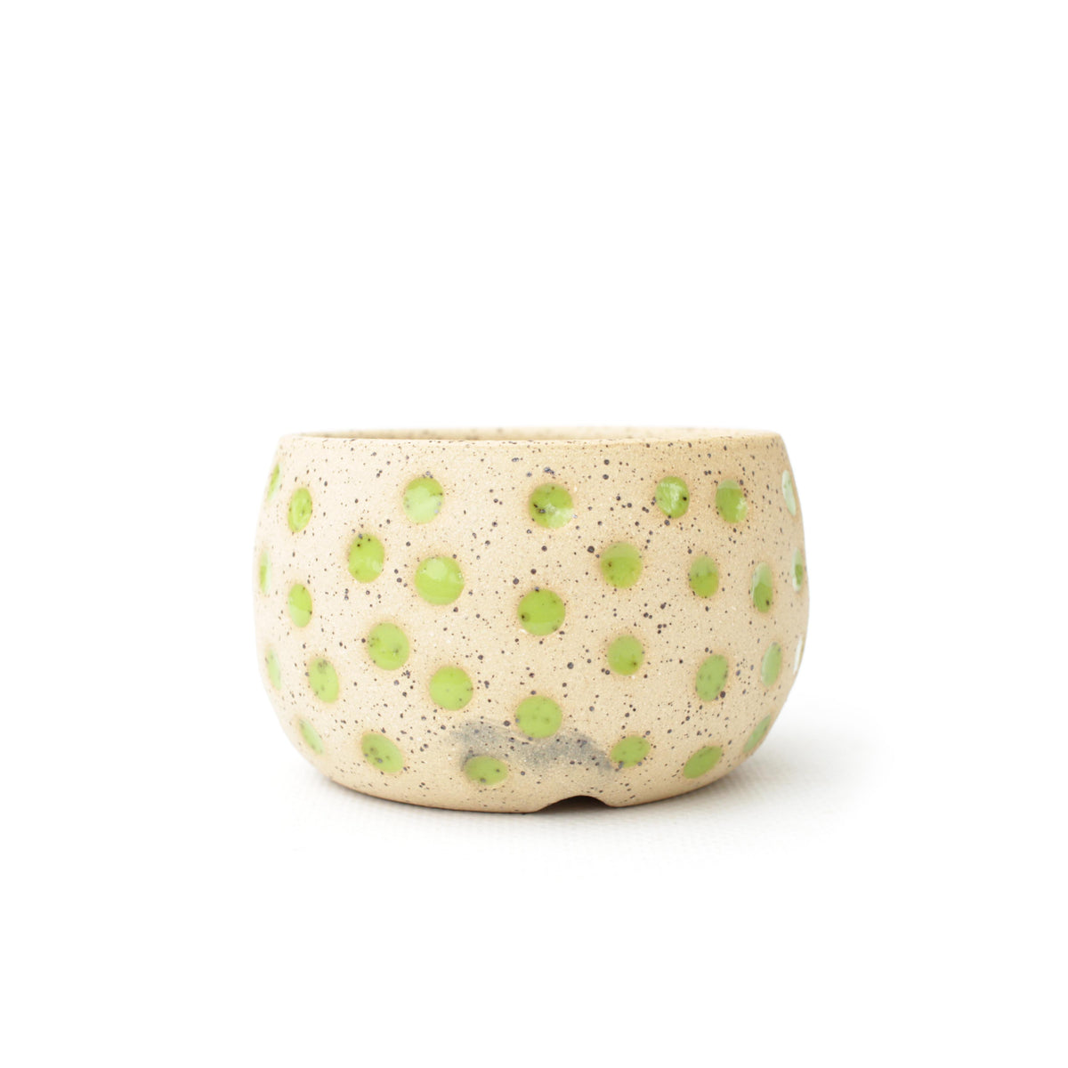 3.25" Lime Green Speckled Stoneware Planter Pot