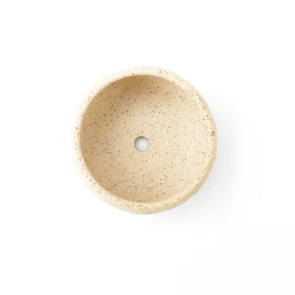 3.25" Lime Green Speckled Stoneware Planter Pot