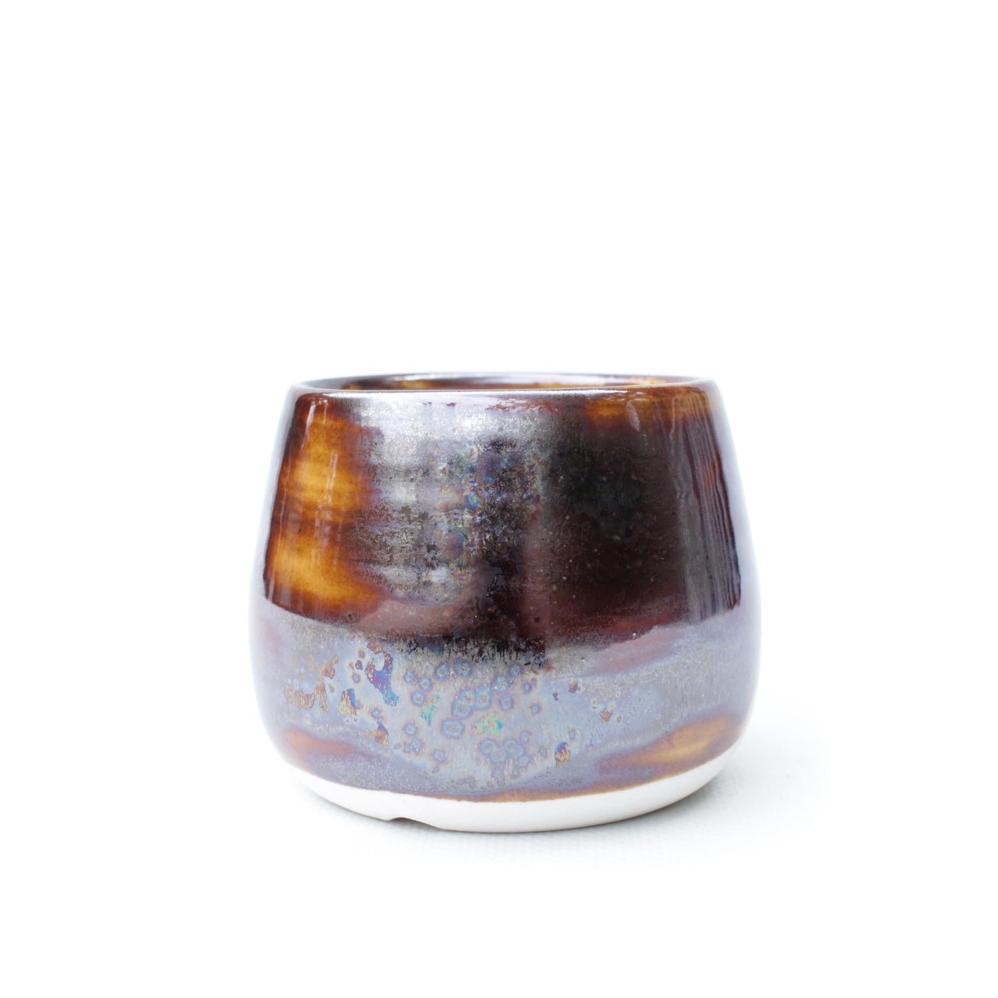 3" Brown Iridescent Porcelain Planter Pot