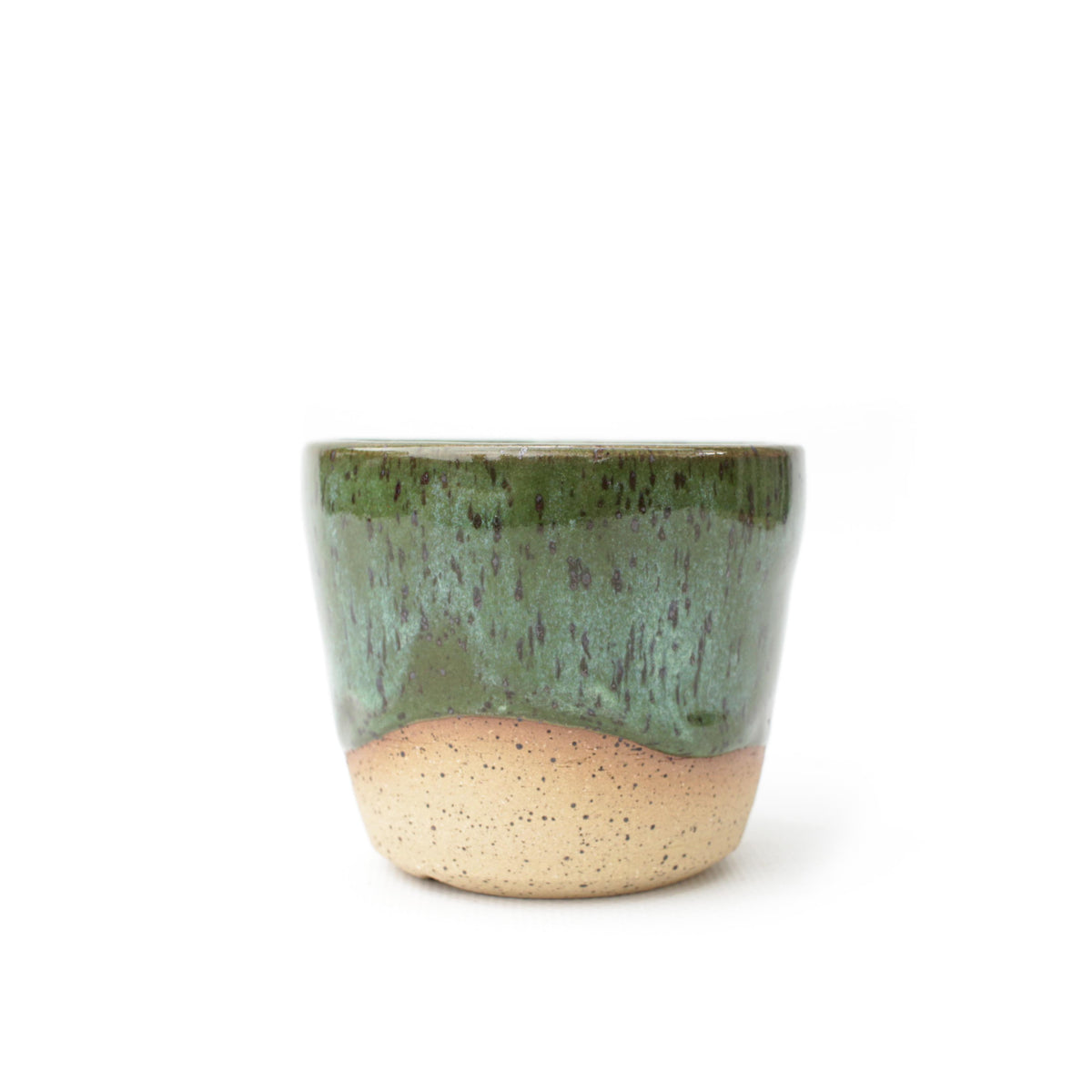 3" Green Speckled Stoneware Planter Pot