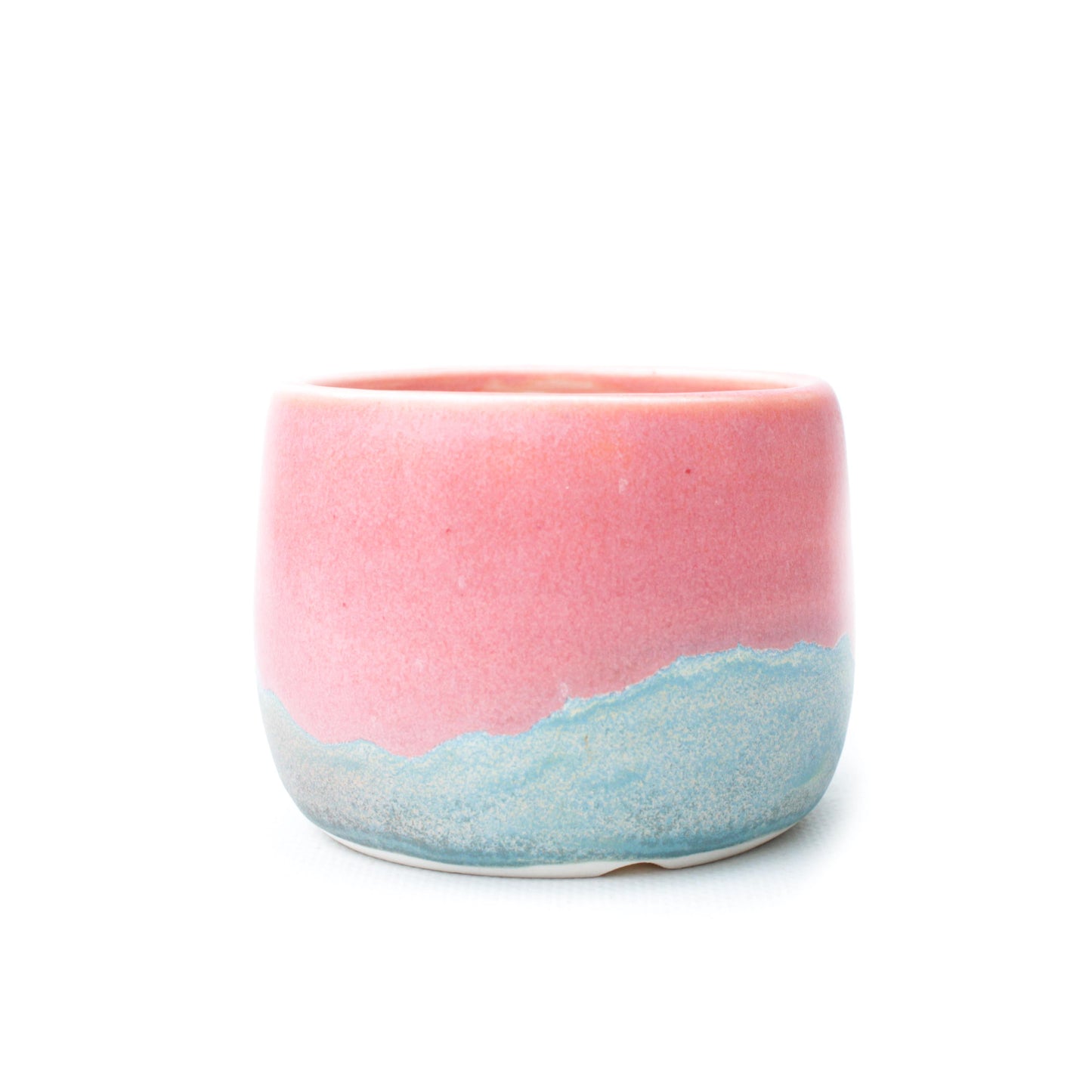 3" Pink and Teal Porcelain Planter Pot