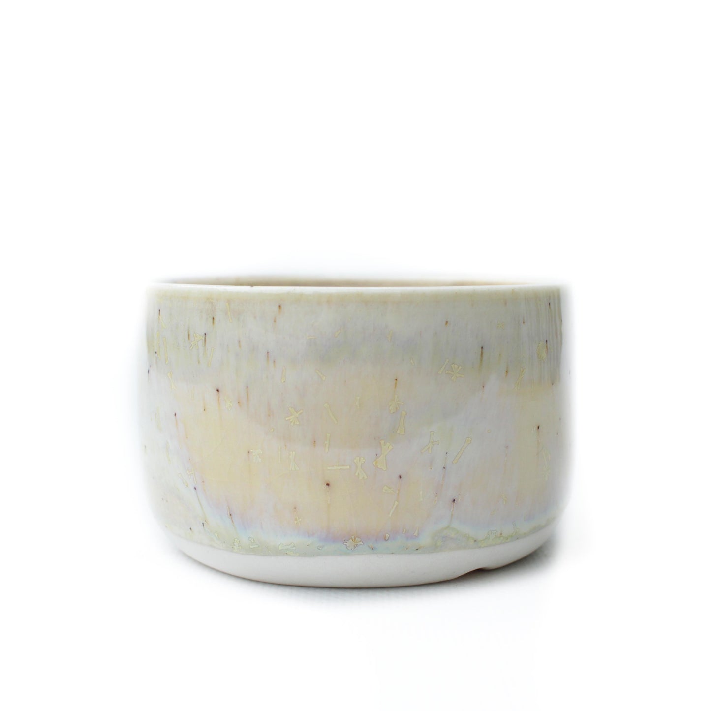 3.25" Creamy Snowflake Crystal Porcelain Planter Pot