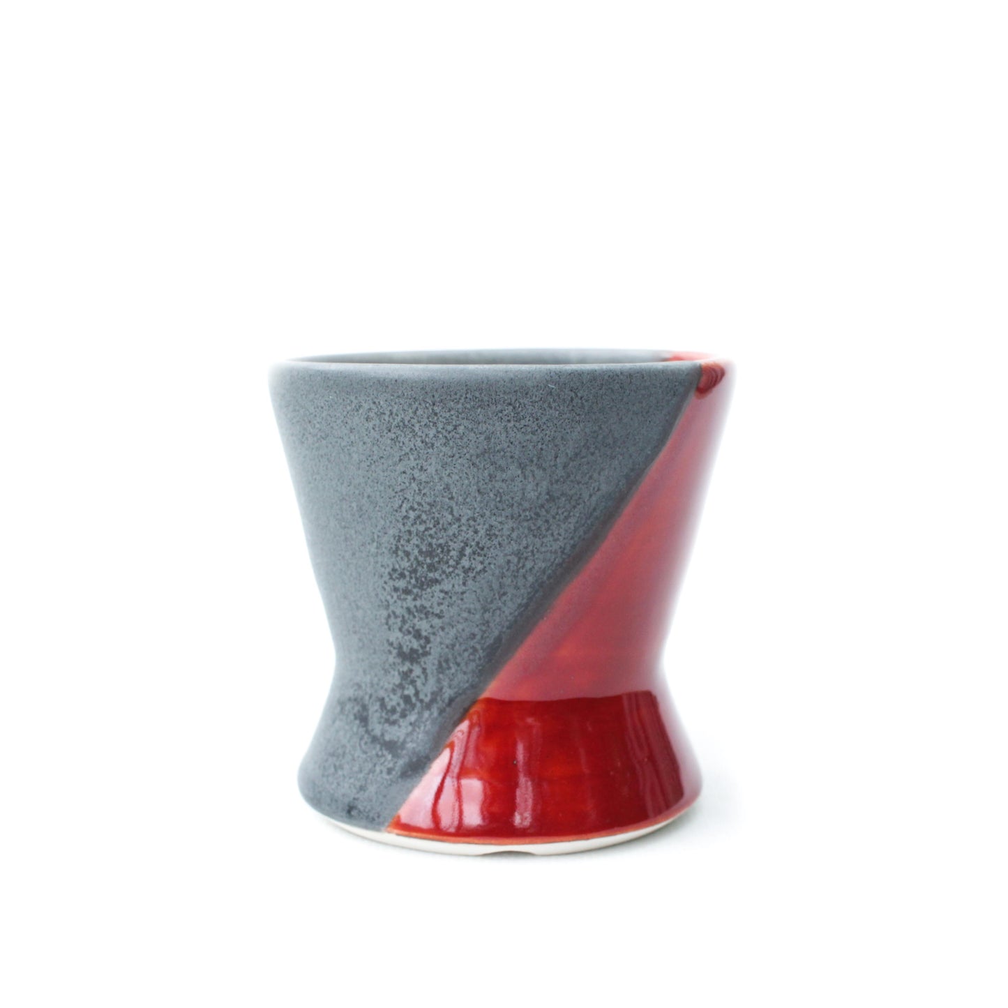 3" Red & Grey Porcelain Planter Pot