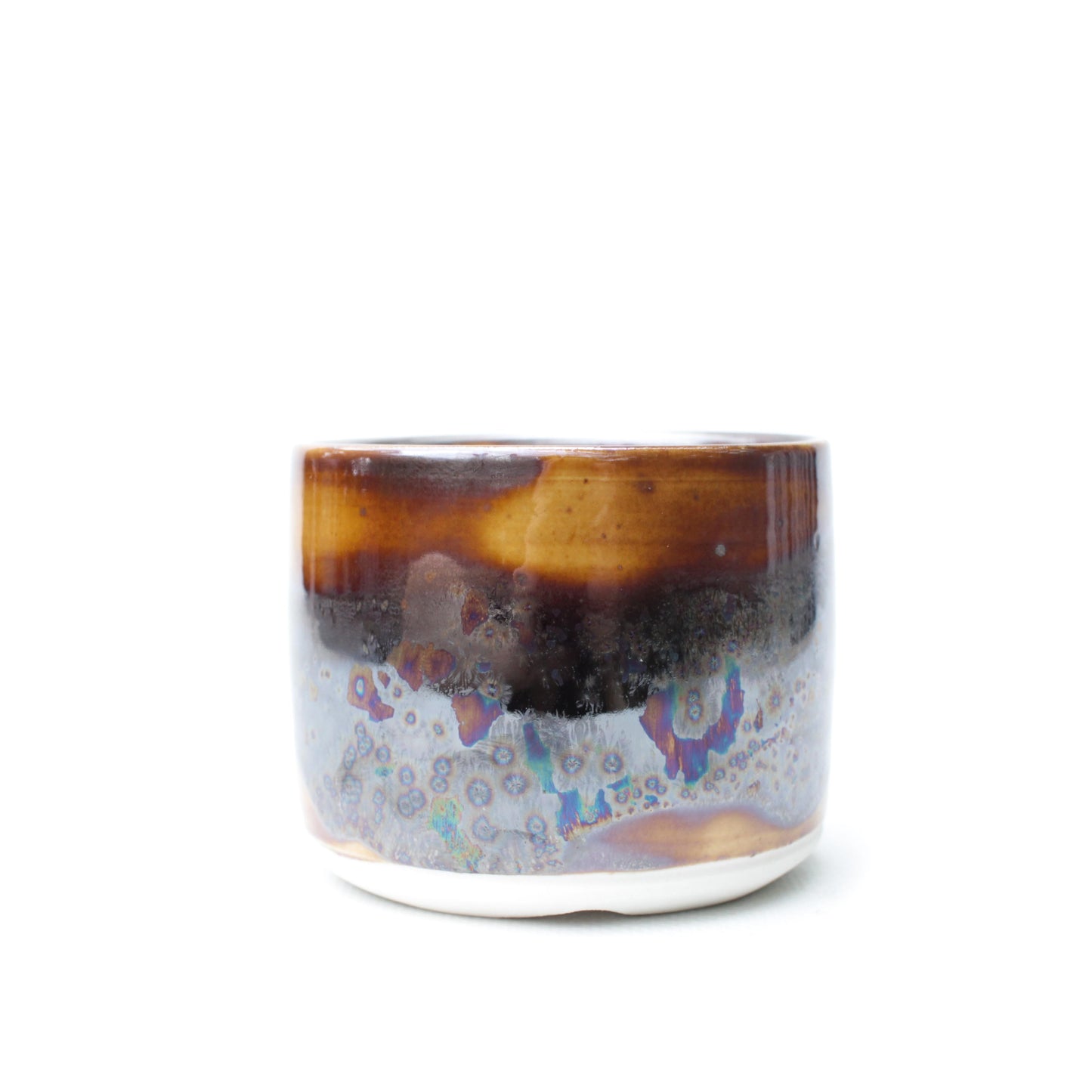 3" Brown Iridescent Porcelain Planter Pot