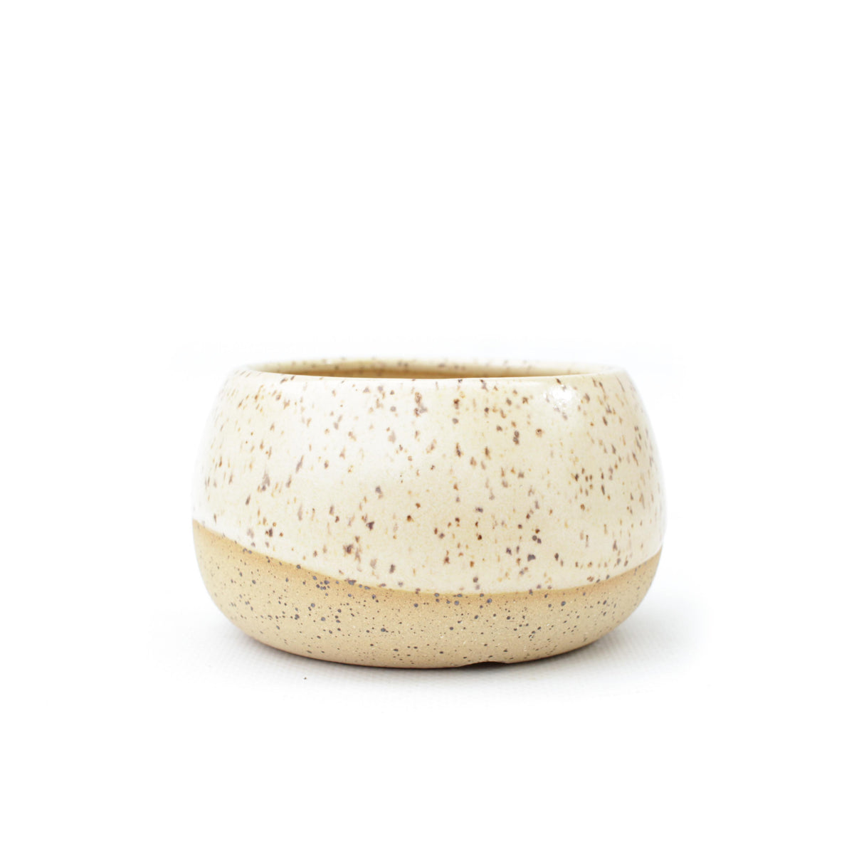 3.75" Cream Speckled Stoneware Planter Pot