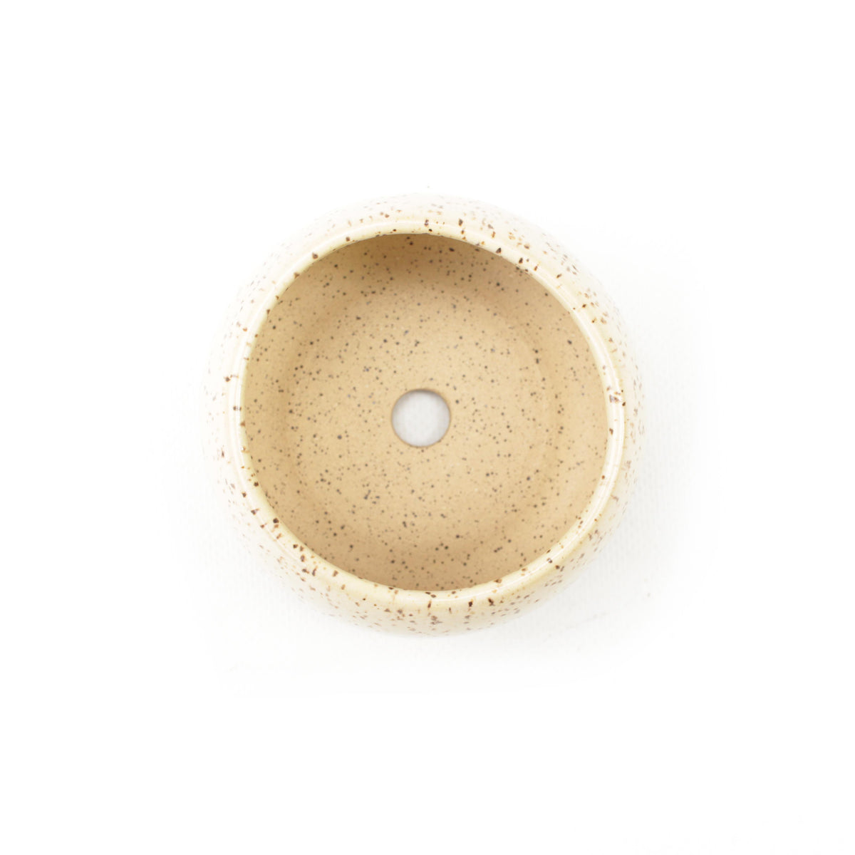 3.75" Cream Speckled Stoneware Planter Pot