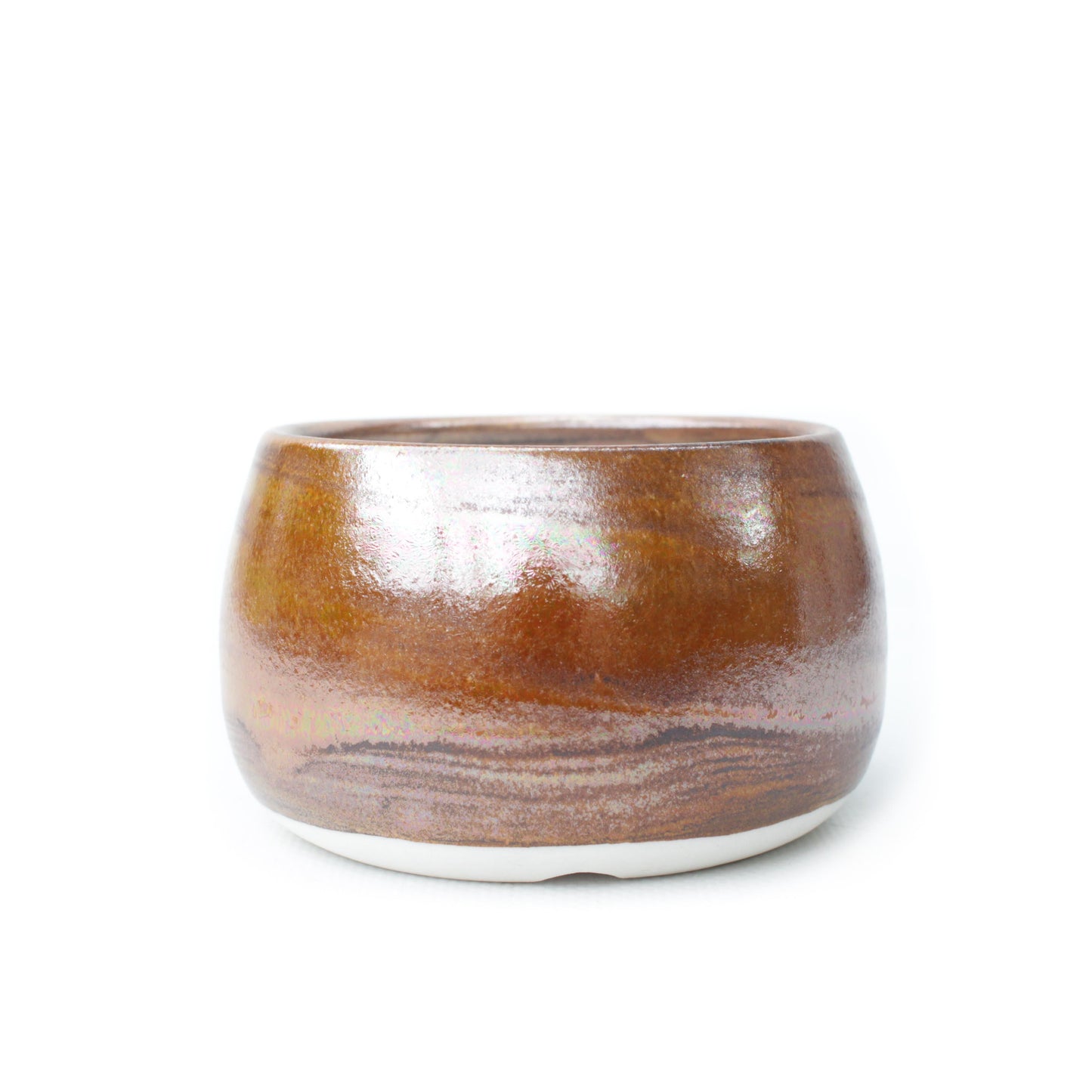 3.5" Brown Iridescent Porcelain Planter Pot