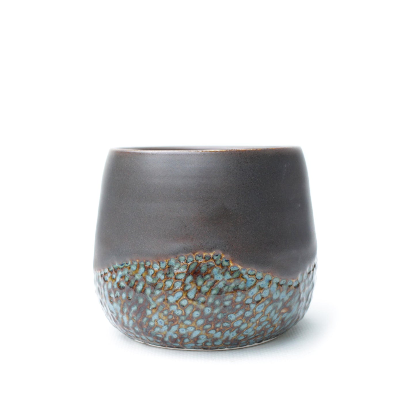 3.5" Brown & Blue Porcelain Planter Pot