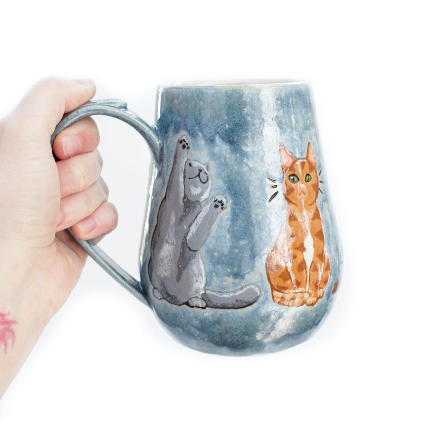 Cats Blue Stoneware Mug