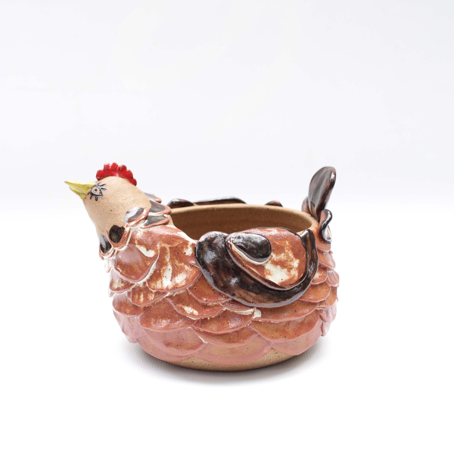 Red Chicken Speckled Stoneware Planter