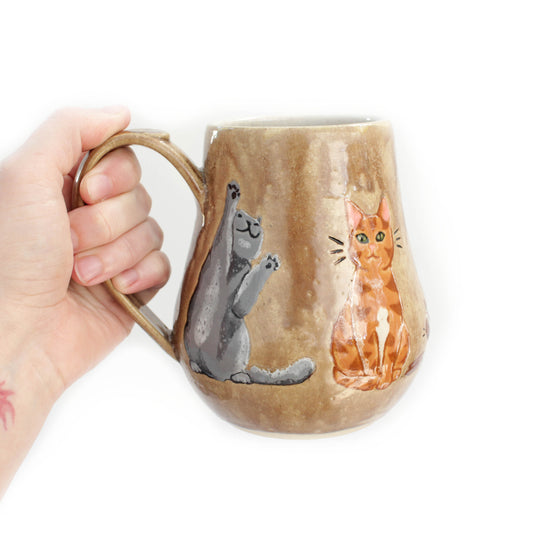 Cats Golden Brown Stoneware Mug