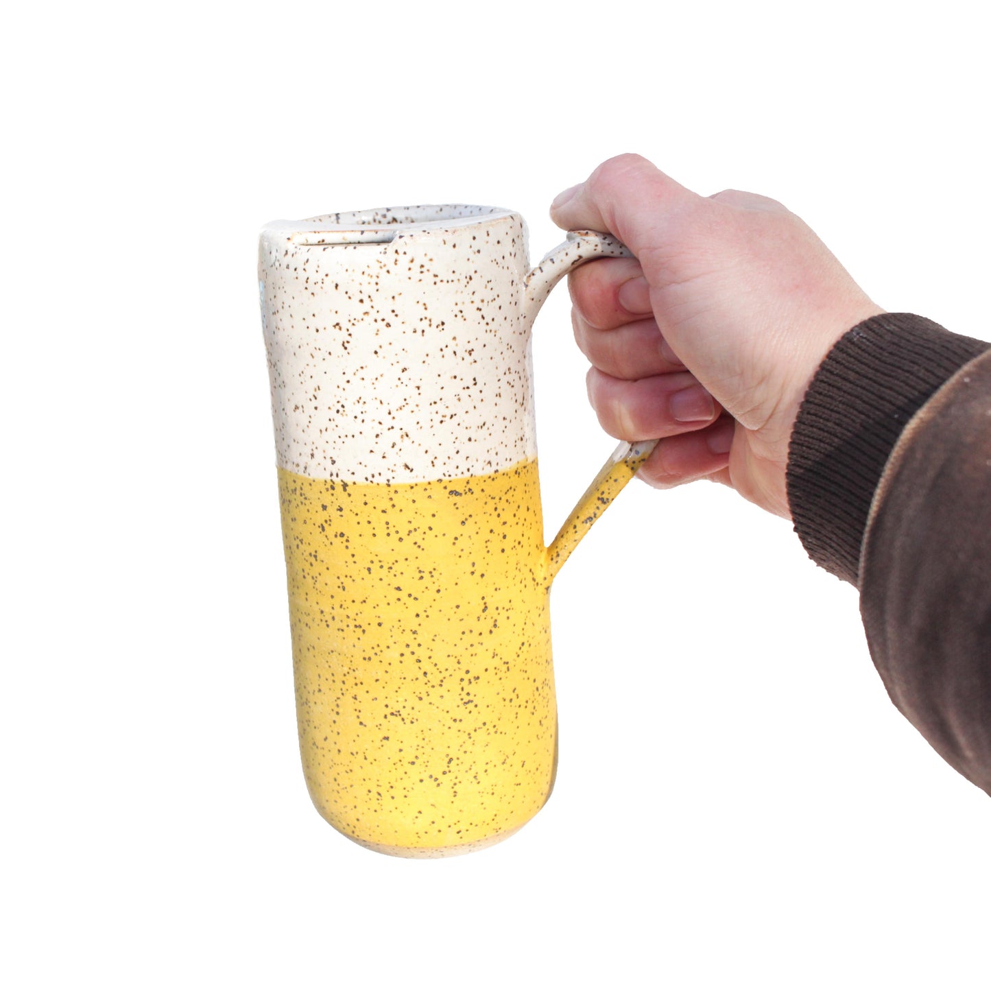 Sunflower Yellow Speckled Stoneware Travel Mug