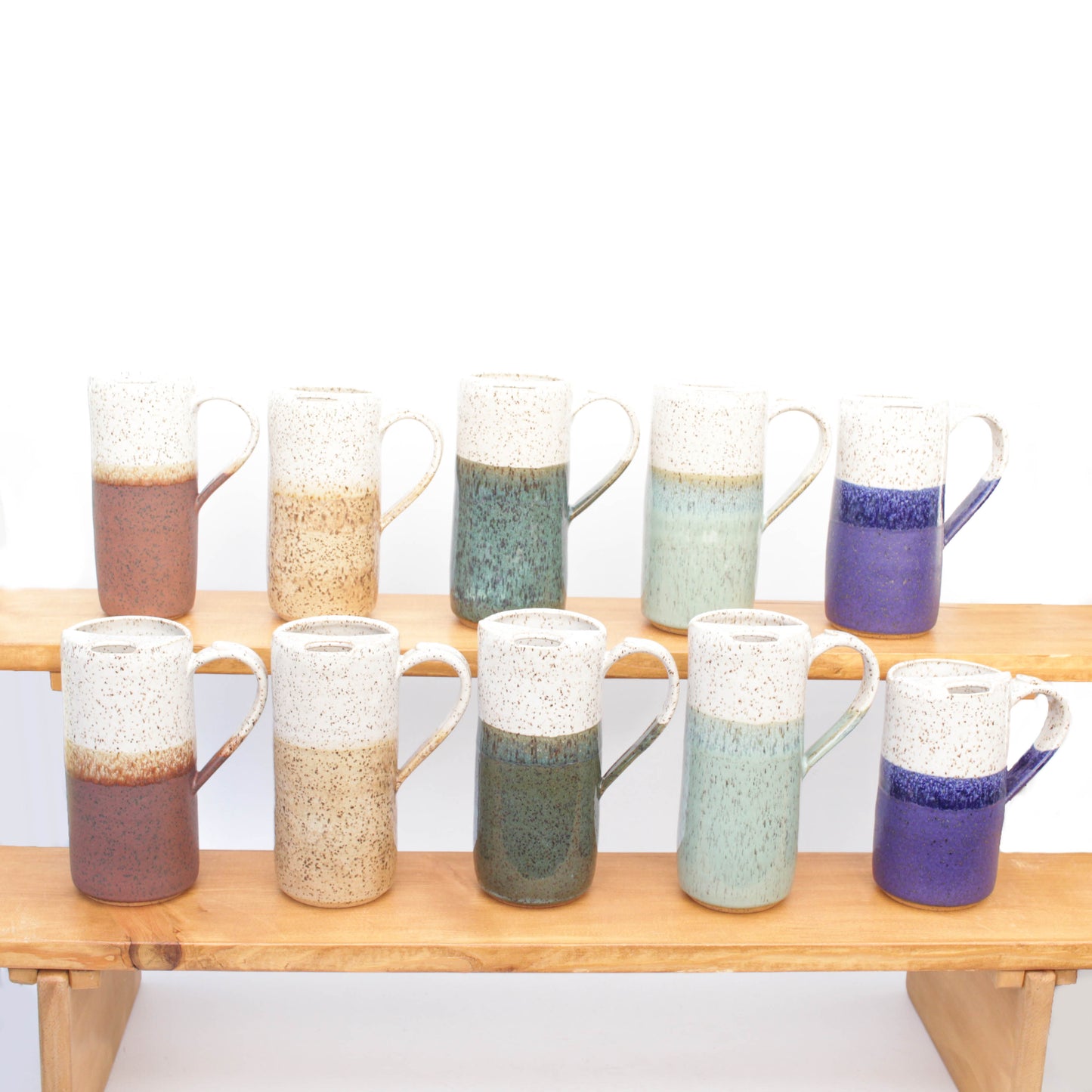 Ceramic Travel Mug with Handle Speckled Stoneware