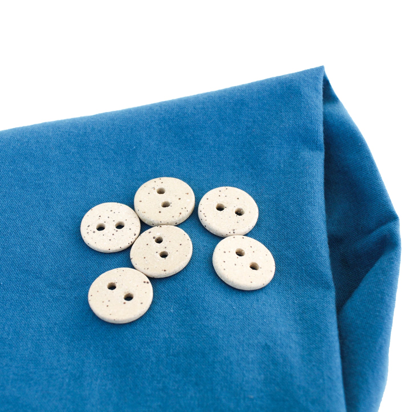 Six Pack Unglazed Speckled Stoneware Ceramic Buttons, 19mm